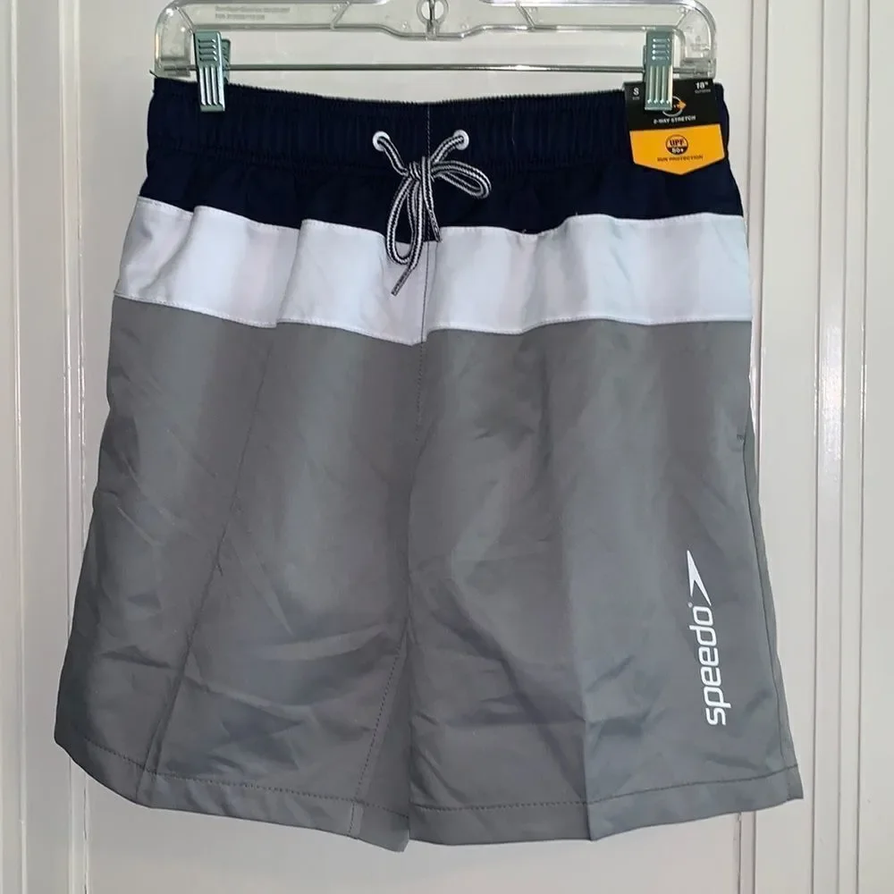 ‎NWT Speedo 3 color striped swim trunks